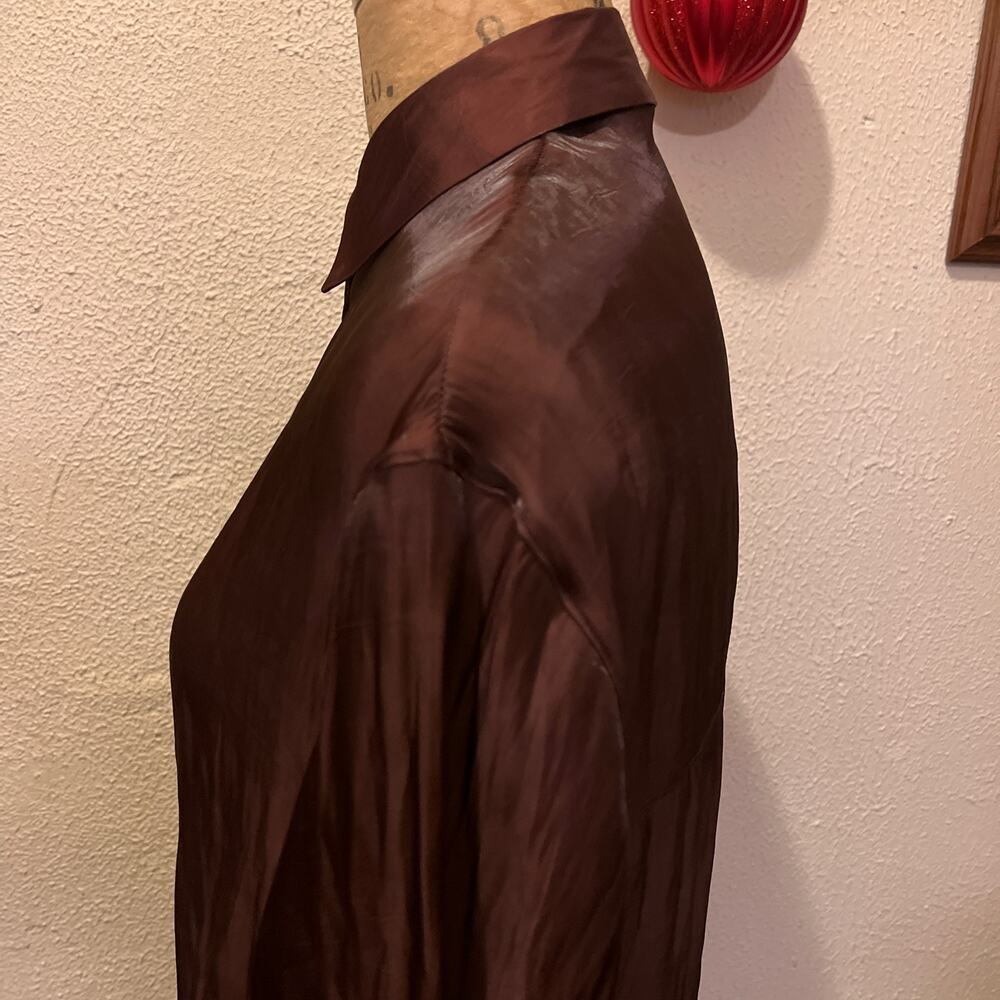 ASOS DESIGN Oversized Metallic Shirt Chocolate Size 4 - Picture 9 of 16